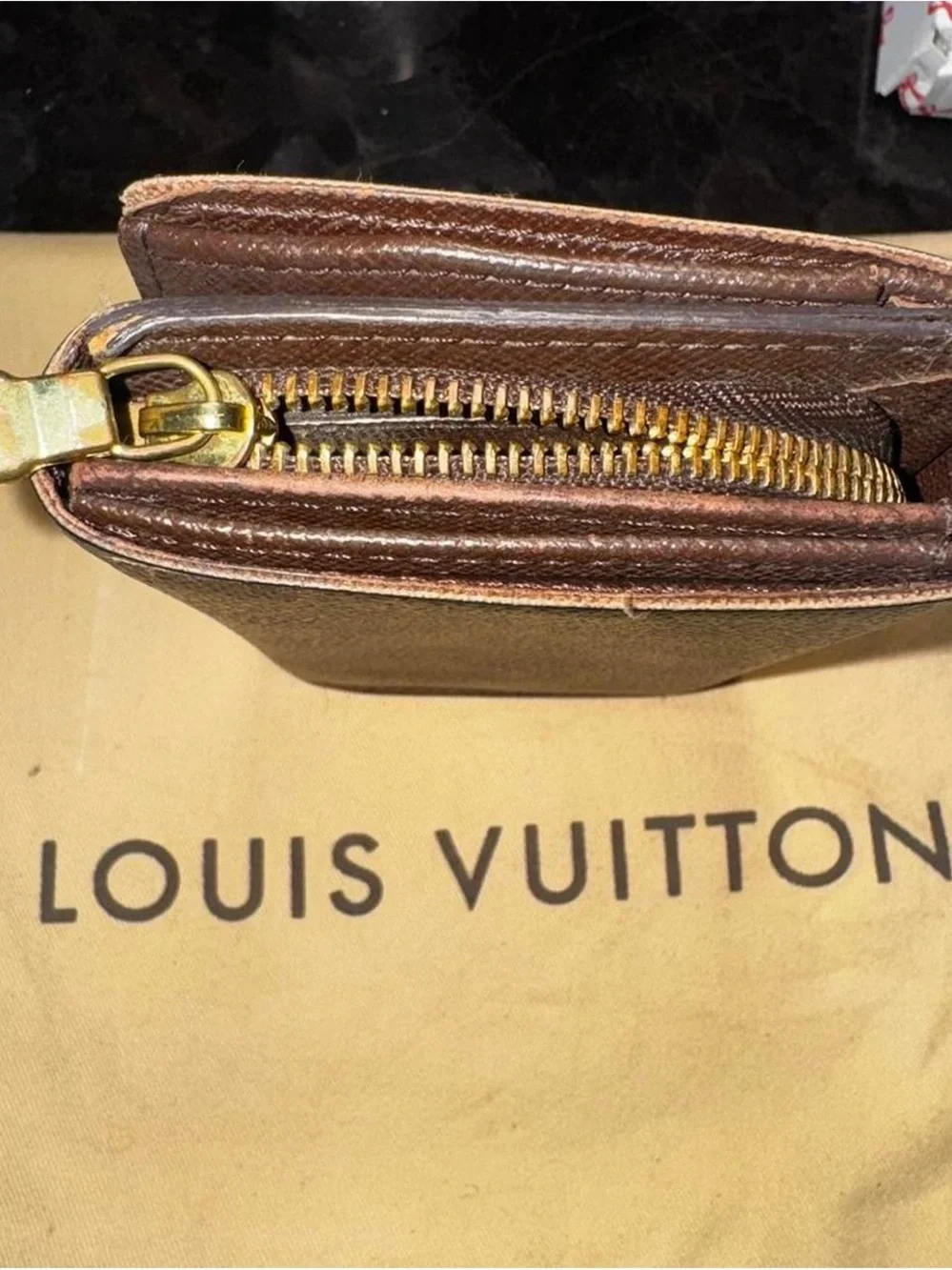Louis Vuitton Brown Damier Ebene Checkered Wallet